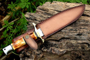 Custom Handmade Hunting knife D2 steel with Resin & Steel Handel